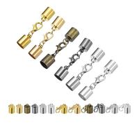 sourcing map 30Sets 8mm Leather Cord End Caps with Lobster Claw Clasps, Barrel Terminators for DIY Making Leather Bracelets, 6 Colors in 1Set