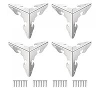 sourcing map 30x30x30mm Metal Box Corner Protectors Edge Guard Silver Tone 8pcs