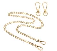 sourcing map 31.5" Flat Purse Chain Strap, Gold Shoulder Straps Chains Metal Handbag Replacement Belt with 2 Pcs Metal Lobster Swivel Trigger Clips Style2 for Cross Body Wallet Bag