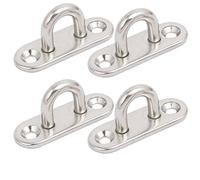 sourcing map 316 Stainless Steel 5mm Thick Ring Oblong Sail Shade Pad Eye Plate Boat Rigging 4pcs