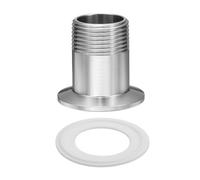 sourcing map 316 Stainless Steel Sanitary Pipe Fitting 1" PT Male Thread to 1.5" Tri Cover 50mm Ferrule OD with PTFE Gaskets for Food, Beverage, Dairy, Beer and Fine Chemical Industries