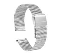 sourcing map 316L Stainless Steel Mesh Watch Band 10mm Quick Release Adjustable Metal Watch Strap for Men Women, Silver Tone