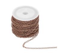 sourcing map 32.8ft Stainless Steel Curb Chain for Necklace Jewelry Making, 4mm Twisted Links Cable Chains Bulk, Bronze Red