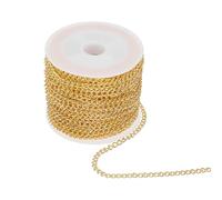 sourcing map 32.8ft Stainless Steel Curb Chain for Necklace Jewelry Making, 4mm Twisted Links Cable Chains Bulk, Gold