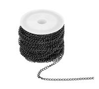 sourcing map 32.8ft Stainless Steel Curb Chain for Necklace Jewelry Making, 4mm Twisted Links Cable Chains Bulk, Black