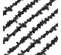 sourcing map 32 Inches 3-5mm Natural Obsidian Gemstone Strand Chips Free Form Tumbled Loose Gemstone Beads Irregular Drilled Stone Bead for Jewelry Making Craft Supplies (Pure Black)