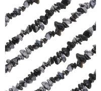 sourcing map 32 Inches 5-8mm Natural Alabaster Gemstone Strand Chips Free Form Tumbled Loose Gemstone Beads Irregular Drilled Stone Bead for Jewelry Making Craft Supplies (Dark Black)