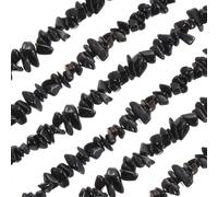 sourcing map 32 Inches 5-8mm Natural Black Tourmaline Gemstone Strand Chips Free Form Tumbled Loose Gemstone Beads Irregular Drilled Stone Bead for Jewelry Making Craft Supplies (Black)