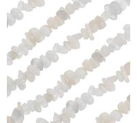 sourcing map 32 Inches 5-8mm Natural Chip Gemstone Strand Chips Free Form Tumbled Loose Gemstone Beads Irregular Drilled Stone Bead for Jewelry Making Craft Supplies (Silver White)