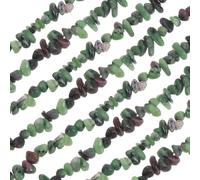 sourcing map 32 Inches 5-8mm Natural Chip Gemstone Strand Chips Free Form Tumbled Loose Gemstone Beads Irregular Drilled Stone Bead for Jewelry Making Craft Supplies (Red Green)