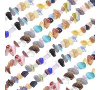 sourcing map 32 Inches 5-8mm Natural Chip Gemstone Strand Chips Free Form Tumbled Loose Gemstone Beads Irregular Drilled Stone Bead for Jewelry Making Craft Supplies (Macron Colored)