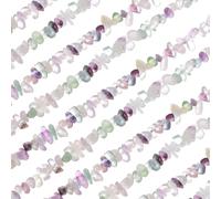 sourcing map 32 Inches 5-8mm Natural Colored Fluorite Gemstone Strand Chips Free Form Tumbled Loose Gemstone Beads Irregular Drilled Stone Bead for Jewelry Making Craft (Light Blue/Purple)
