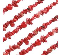 sourcing map 32 Inches 5-8mm Natural Coral Stone Gemstone Strand Chips Free Form Tumbled Loose Gemstone Beads Irregular Drilled Stone Bead for Jewelry Making Craft Supplies (Coral Red)