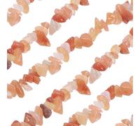 sourcing map 32 Inches 5-8mm Natural Red Aventurine Gemstone Strand Chips Free Form Tumbled Loose Gemstone Beads Irregular Drilled Stone Bead for Jewelry Making Craft Supplies (Orange)