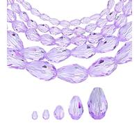 sourcing map 328 PCS Teardrop Crystal Glass Beads, 3x5mm 4x6mm 6x8mm 8x12mm 10x15mm Vertical Hole Faceted Glass Teardrop Spacer Beads for Necklace Bracelet DIY Jewelry Making, Purple