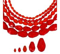 sourcing map 328 PCS Teardrop Crystal Glass Beads, 3x5mm 4x6mm 6x8mm 8x12mm 10x15mm Vertical Hole Faceted Glass Teardrop Spacer Beads for Necklace Bracelet DIY Jewelry Making, Bright Red