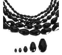 sourcing map 328 PCS Teardrop Crystal Glass Beads, 3x5mm 4x6mm 6x8mm 8x12mm 10x15mm Vertical Hole Faceted Glass Teardrop Spacer Beads for Necklace Bracelet DIY Jewelry Making, Black