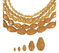 sourcing map 328 PCS Teardrop Crystal Glass Beads, 3x5mm 4x6mm 6x8mm 8x12mm 10x15mm Vertical Hole Faceted Glass Teardrop Spacer Beads for Necklace Bracelet DIY Jewelry Making, Amber