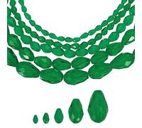 sourcing map 328 PCS Teardrop Crystal Glass Beads, 3x5mm 4x6mm 6x8mm 8x12mm 10x15mm Vertical Hole Faceted Glass Teardrop Spacer Beads for Necklace Bracelet DIY Jewelry Making, Deep Green
