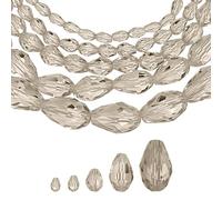 sourcing map 328 PCS Teardrop Crystal Glass Beads, 3x5mm 4x6mm 6x8mm 8x12mm 10x15mm Vertical Hole Faceted Glass Teardrop Spacer Beads for Necklace Bracelet DIY Jewelry Making, Grey