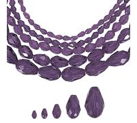 sourcing map 328 PCS Teardrop Crystal Glass Beads, 3x5mm 4x6mm 6x8mm 8x12mm 10x15mm Vertical Hole Faceted Glass Teardrop Spacer Beads for Necklace Bracelet DIY Jewelry Making, Violet