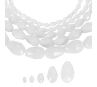 sourcing map 328 PCS Teardrop Crystal Glass Beads, 3x5mm 4x6mm 6x8mm 8x12mm 10x15mm Vertical Hole Faceted Glass Teardrop Spacer Beads for Necklace Bracelet DIY Jewelry Making, Creamy White