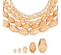 sourcing map 328 PCS Teardrop Crystal Glass Beads, 3x5mm Faceted Shape Crystal AB for Necklace Bracelet Earrings DIY Jewelry Crafts Making Supplies, Golden Champagne