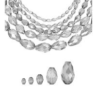 sourcing map 328 PCS Teardrop Crystal Glass Beads, 3x5mm Faceted Shape Crystal AB for Necklace Bracelet Earrings DIY Jewelry Crafts Making Supplies, Transparent Gray