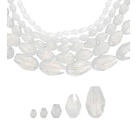 sourcing map 328 PCS Teardrop Crystal Glass Beads, 3x5mm Faceted Shape Crystal AB for Necklace Bracelet Earrings DIY Jewelry Crafts Making Supplies, Frosted White