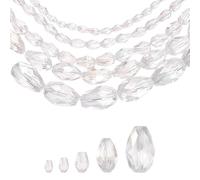 sourcing map 328 PCS Teardrop Crystal Glass Beads, 3x5mm Faceted Shape Crystal AB for Necklace Bracelet Earrings DIY Jewelry Crafts Making Supplies, White AB