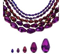 sourcing map 328 PCS Teardrop Crystal Glass Beads, 3x5mm Faceted Shape Crystal AB for Necklace Bracelet Earrings DIY Jewelry Crafts Making Supplies, Purple Plated