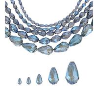 sourcing map 328 PCS Teardrop Crystal Glass Beads, 3x5mm Faceted Shape Crystal AB for Necklace Bracelet Earrings DIY Jewelry Crafts Making Supplies, Light Blue AB