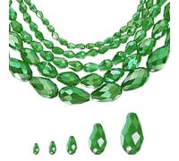 sourcing map 328 PCS Teardrop Crystal Glass Beads, 3x5mm Faceted Shape Crystal AB for Necklace Bracelet Earrings DIY Jewelry Crafts Making Supplies, Grass Green AB