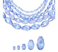 sourcing map 328 PCS Teardrop Crystal Glass Beads, 3x5mm Faceted Shape Crystal AB for Necklace Bracelet Earrings DIY Jewelry Crafts Making Supplies, Blue-Purple AB