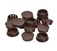 sourcing map 32mm/1.26" Plastic Hole Plugs, 16Pcs Flush Type Panel Round Snap in Fastener Knockout Locking Plugs for Furniture Insert End Caps Panels, Brown