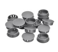 sourcing map 32mm/1.26" Plastic Hole Plugs, 16Pcs Flush Type Panel Round Snap in Fastener Knockout Locking Plugs for Furniture Insert End Caps Panels, Grey