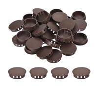 sourcing map 32PCS 42mm(1 5/8") Brown Plastic Hole Plugs, Flush Type Panel Hole Plugs Insert End Caps for Locking Hole Tubes Furniture Cabinet