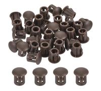 sourcing map 32PCS 8mm(5/16") Brown Plastic Hole Plugs, Flush Type Panel Hole Plugs Insert End Caps for Locking Hole Tubes Furniture Cabinet