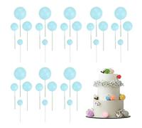 sourcing map 32Pcs Cake Toppers Foam Ball, Cupcake Insert Cake Toppers Cupcakes Decoration Balls for Theme Birthday Party Favors Wedding Halloween Christmas Supplies, Light Blue