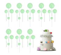 sourcing map 32Pcs Cake Toppers Foam Ball, Cupcake Insert Cake Toppers Cupcakes Decoration Balls for Theme Birthday Party Favors Wedding Halloween Christmas Supplies, Light Green