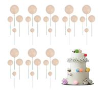 sourcing map 32Pcs Cake Toppers Foam Ball, Cupcake Insert Cake Toppers Cupcakes Decoration Balls for Theme Birthday Party Favors Wedding Halloween Christmas Supplies, Light Brown