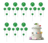 sourcing map 32Pcs Cake Toppers Foam Ball, Cupcake Insert Cake Toppers Cupcakes Decoration Balls for Theme Birthday Party Favors Wedding Halloween Christmas Supplies, Grass Green