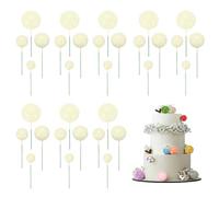 sourcing map 32Pcs Cake Toppers Foam Ball, Cupcake Insert Cake Toppers Cupcakes Decoration Balls for Theme Birthday Party Favors Wedding Halloween Christmas Supplies, Cream White