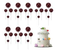 sourcing map 32Pcs Cake Toppers Foam Ball, Cupcake Insert Cake Toppers Cupcakes Decoration Balls for Theme Birthday Party Favors Wedding Halloween Christmas Supplies, Brown