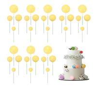 sourcing map 32Pcs Cake Toppers Foam Ball, Cupcake Insert Cake Toppers Cupcakes Decoration Balls for Theme Birthday Party Favors Wedding Halloween Christmas Supplies, Yellow