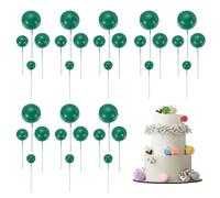 sourcing map 32Pcs Cake Toppers Foam Ball, Cupcake Insert Cake Toppers Cupcakes Decoration Balls for Theme Birthday Party Favors Wedding Halloween Christmas Supplies, Emerald Green