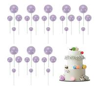 sourcing map 32Pcs Cake Toppers Foam Ball, Cupcake Insert Cake Toppers Cupcakes Decoration Balls for Theme Birthday Party Favors Wedding Halloween Christmas Supplies, Light Purple