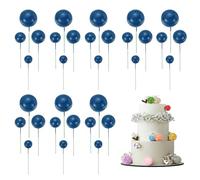 sourcing map 32Pcs Cake Toppers Foam Ball, Cupcake Insert Cake Toppers Cupcakes Decoration Balls for Theme Birthday Party Favors Wedding Halloween Christmas Supplies, Deep Blue