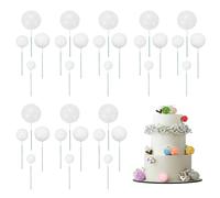 sourcing map 32Pcs Cake Toppers Foam Ball, Cupcake Insert Cake Toppers Cupcakes Decoration Balls for Theme Birthday Party Favors Wedding Halloween Christmas Supplies, White