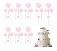 sourcing map 32Pcs Cake Toppers Foam Ball, Cupcake Insert Cake Toppers Cupcakes Decoration Balls for Theme Birthday Party Favors Wedding Halloween Christmas Supplies, Pink